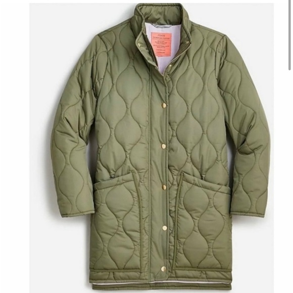 J. Crew Olive Green Quilted Puffer Jacket - Picture 2 of 10
